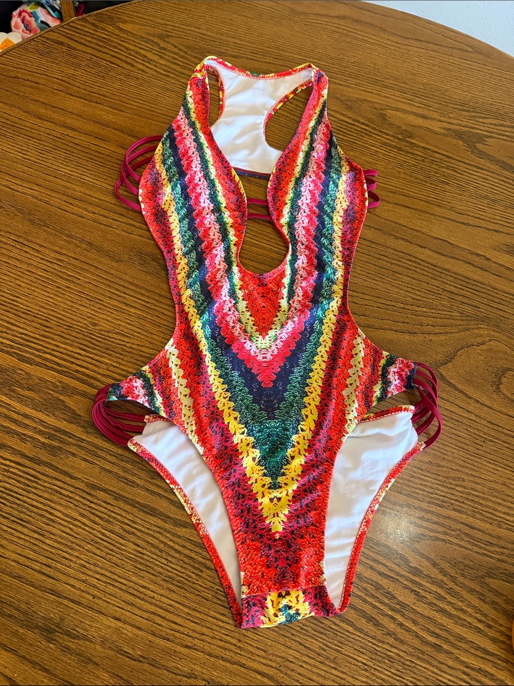 Multicolor V-Front One-Piece Swimsuit